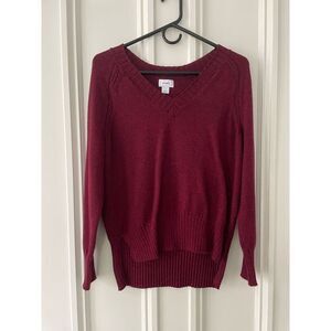 Old Navy maroon and black heather v-neck sweater S